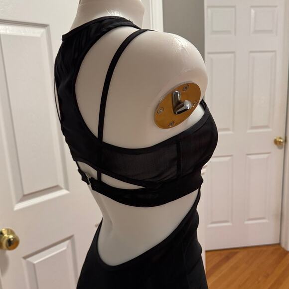 Bec & Bridge Kathy Sexy Mesh Cut Out Black Midi Body Dress Size 4 Semi Sheer - Picture 8 of 16